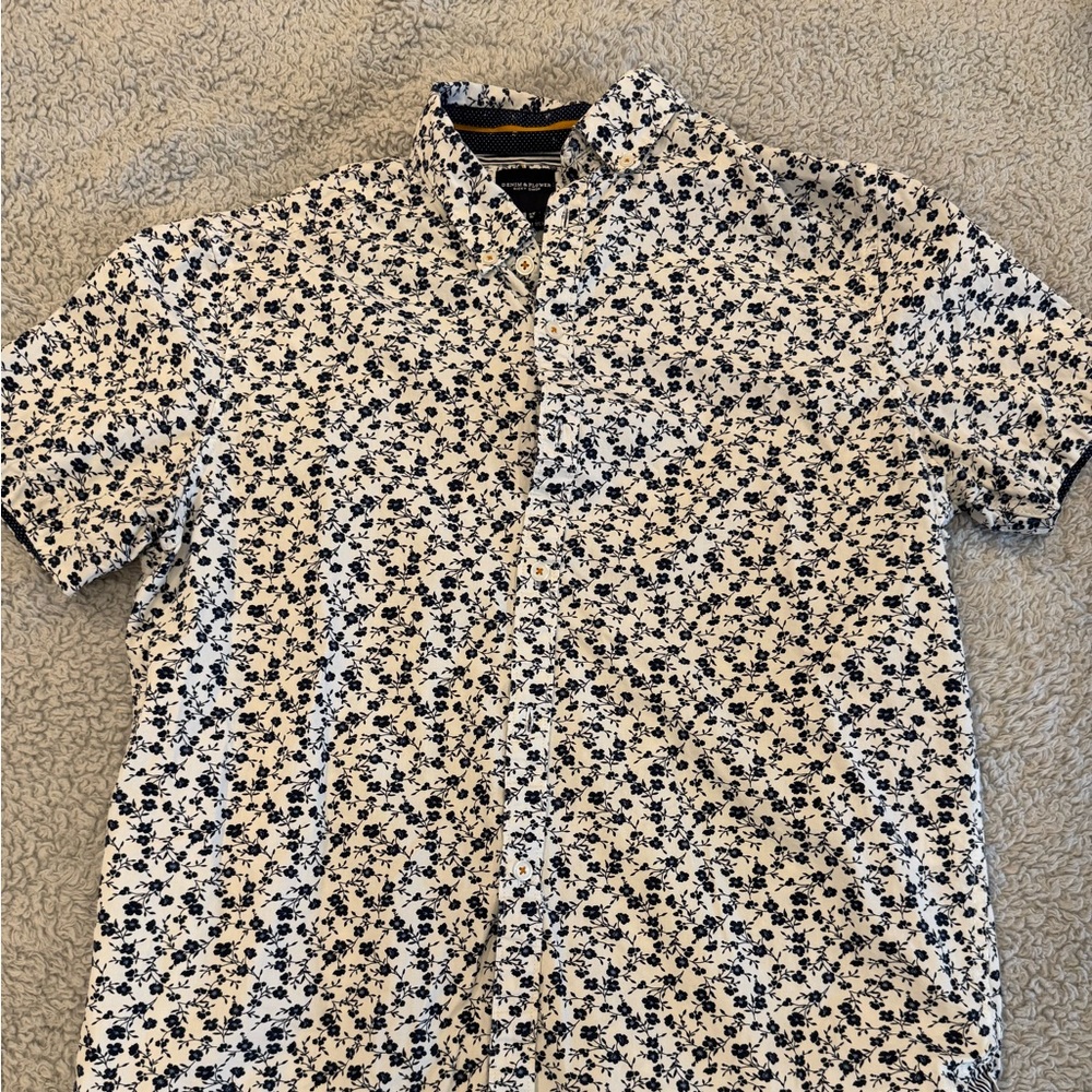 Denim & Flower Navy and White Floral Shirt